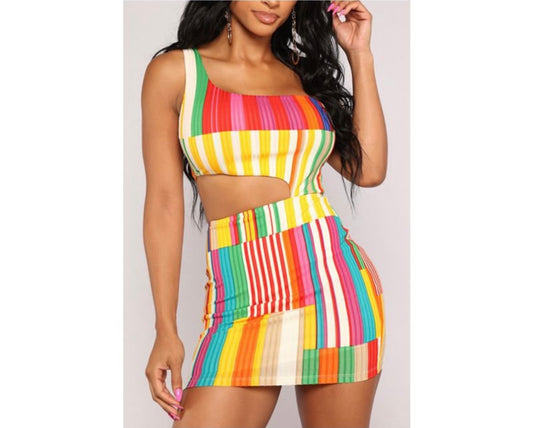 Multi Color Cut Out Dress