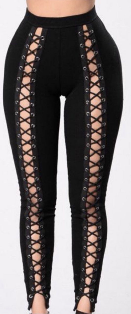 Black Lace-up Leggings